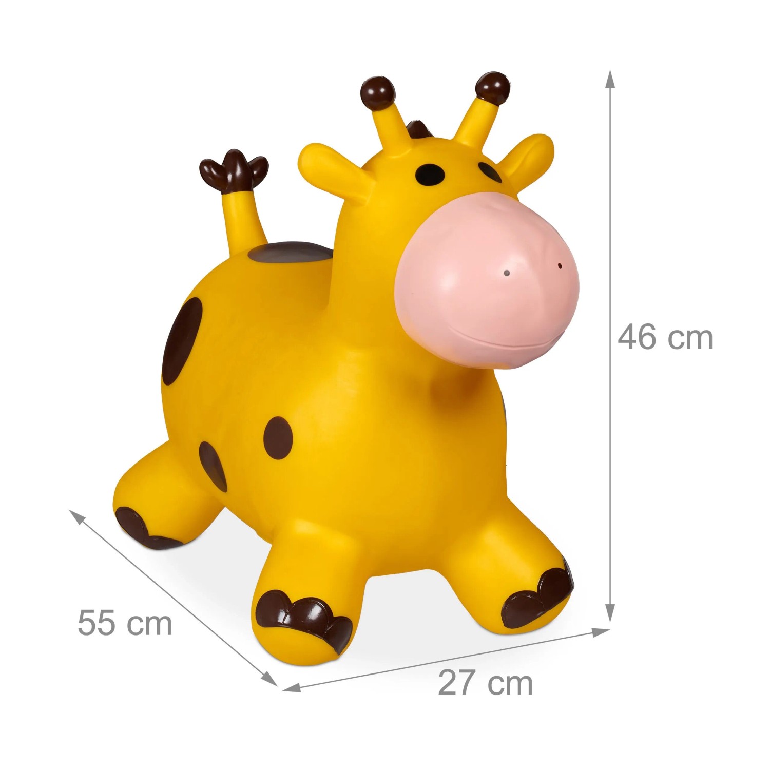 Relaxdays Hüpftier Giraffe PVC Gelb Braun Aufblasbar 46 x 27 x 55 cm 1,4 kg_4