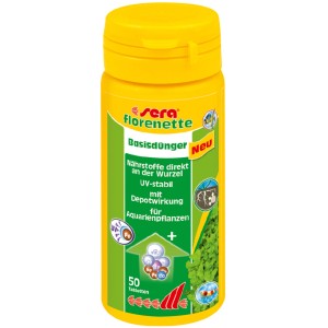Sera Florenette Basisdünger Tabletten für Aquarienpflanzen, gelbe Dose.