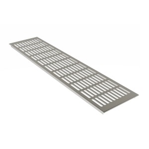 Alu Lüftungsgitter in Edelstahloptik, 130x400mm, für optimale Raumlüftung.