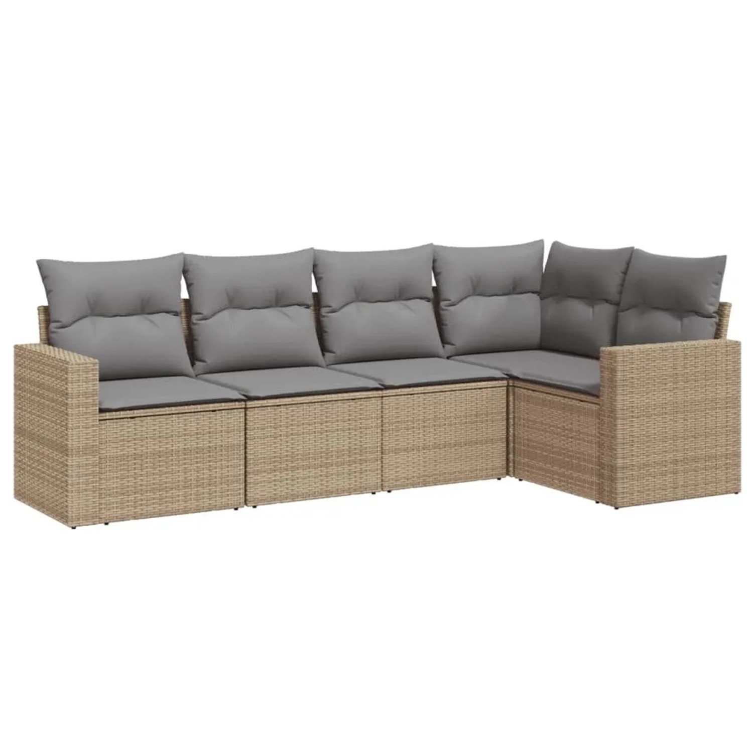 vidaXL 5-Tlg Garten-Sofagarnitur mit Kissen Beige Poly Rattan 3251266