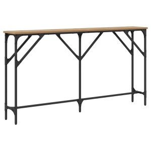 vidaXL Konsolentisch Artisan-Eiche, 140 cm, mit schwarzem Metallgestell im Industrial Design für Wohnzimmer.