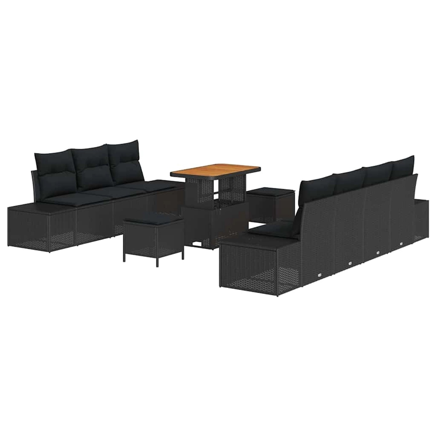 vidaXL Garten-Sofa-Set mit Kissen 10-Tlg Schwarz Poly Rattan 3362749 günstig online kaufen