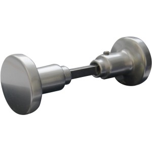 Alpertec Knopfdrückerpaar aus Aluminium in Silber für Türbeschläge.