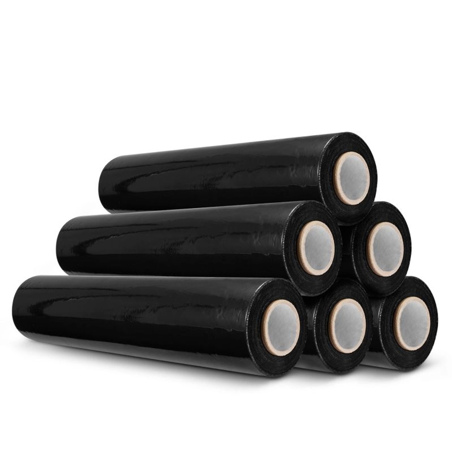 DeTec. 6 Rollen a 300 M Stretchfolie Versandfolie Verpackungsfolie Schwarz Wickelfolie