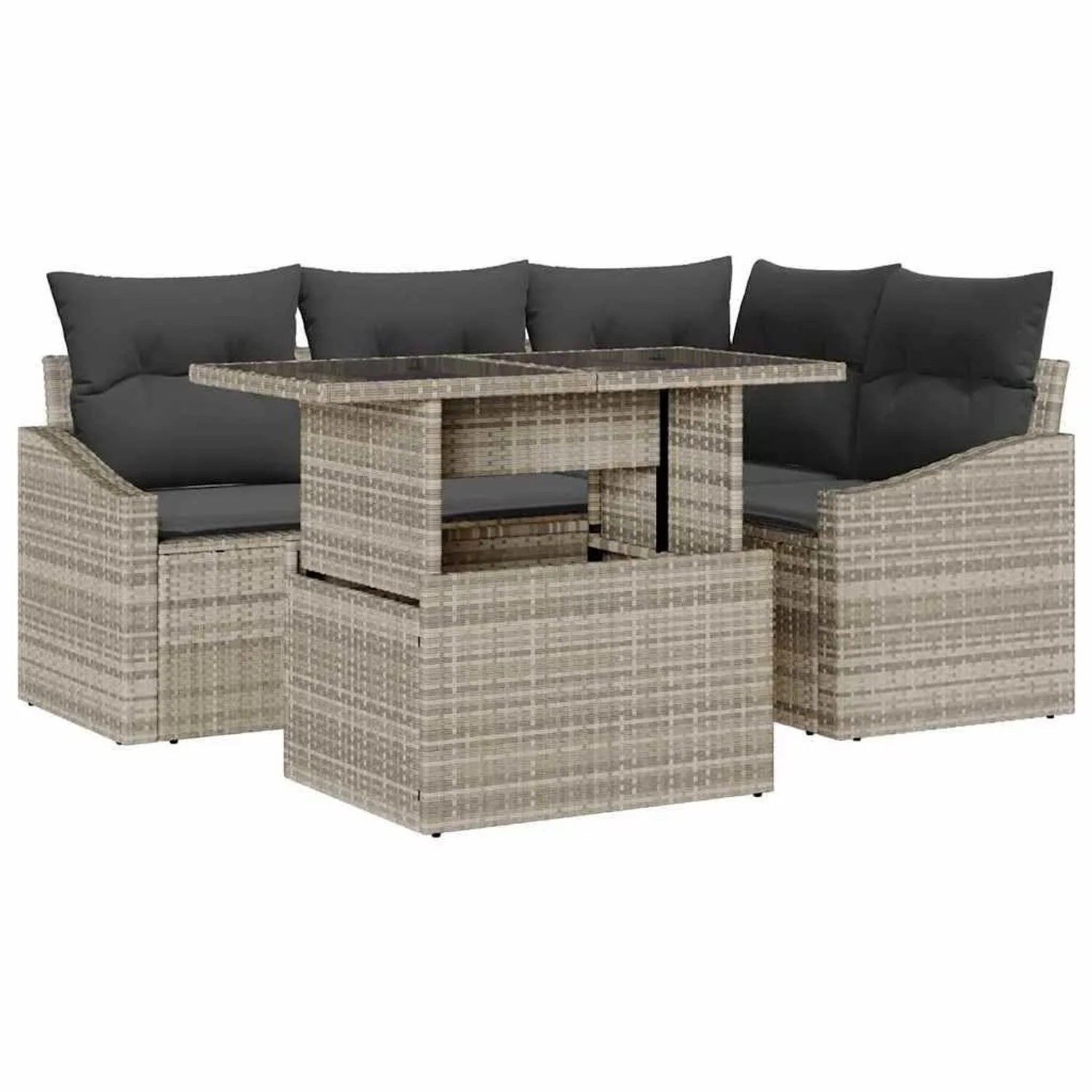 vidaXL Gartensofa-set mit Kissen 5-Tlg Hellgrau Poly-Rattan 3348998 günstig online kaufen