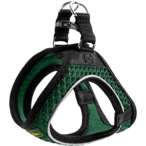 Hunter Hundegeschirr Hilo Comfort, Gr. S-M, dunkelgrün, leichtes Mesh-Material mit Reflektorstreifen.