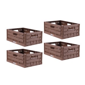 4er-Set: Faltbare Klappboxen in Holzoptik, 40x30 cm, ideal für Badaccessoires und mehr.
