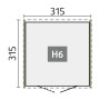Grundriss Biohort Metall-Gerätehaus HighLine H6, 315x315 cm, mit Doppeltür.