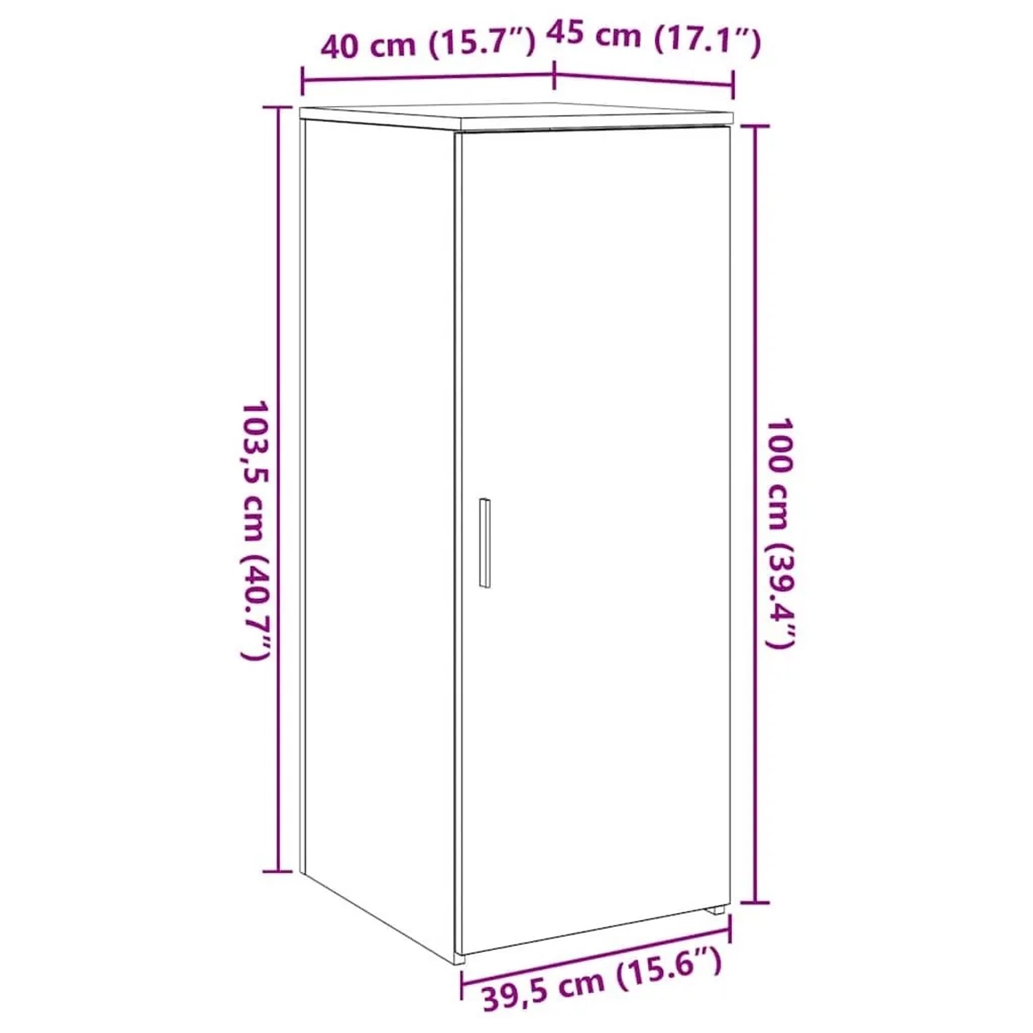 vidaXL Lagerschrank Weiß 40 x 45 x 103,5 cm Holzwerkstoff 859033_11