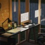 Innenansicht Bertilo Elementgartenhaus Cubus 3 Office Lounge mit Schreibtisch und Bürostuhl.
