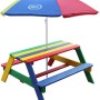 Axi Nick Picknicktisch Regenbogen mit Sonnenschirm, farbenfroher Kindertisch für Spiel & Spaß im Garten.