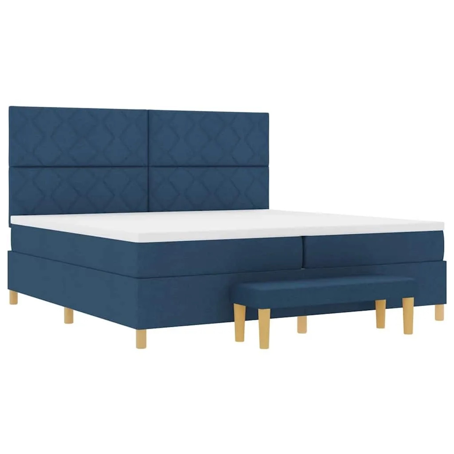 vidaXL Boxspringbett mit Matratze mit Kopfteil Blau 200 x 200 cm Stoff 3344 günstig online kaufen