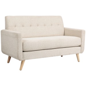 Beiges 2-Sitzer Sofa HOMCOM mit dicken Kissen und Holzfüßen.