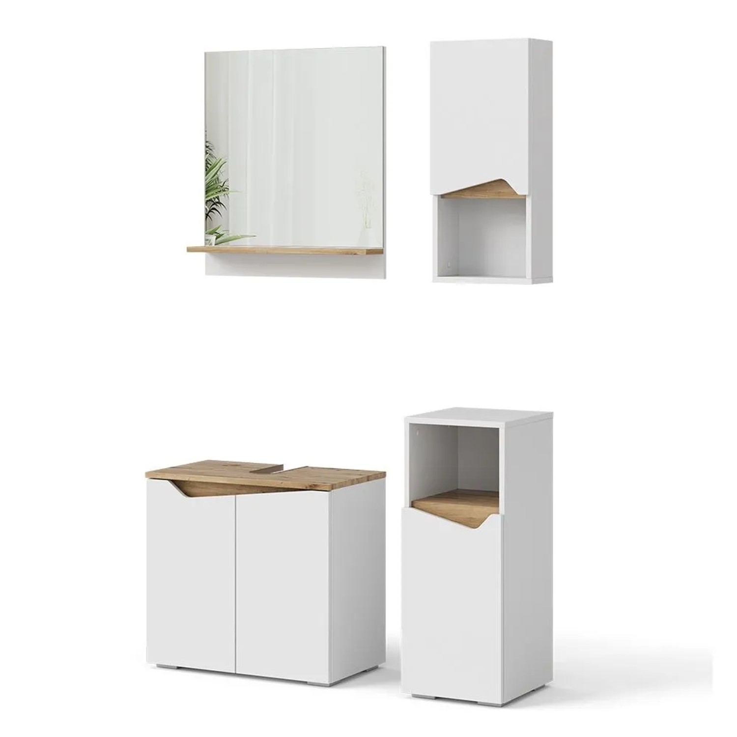 Vicco Badmöbel-Set Marelle Weiß/Artisan-Eiche 60 x 58 4-teilig