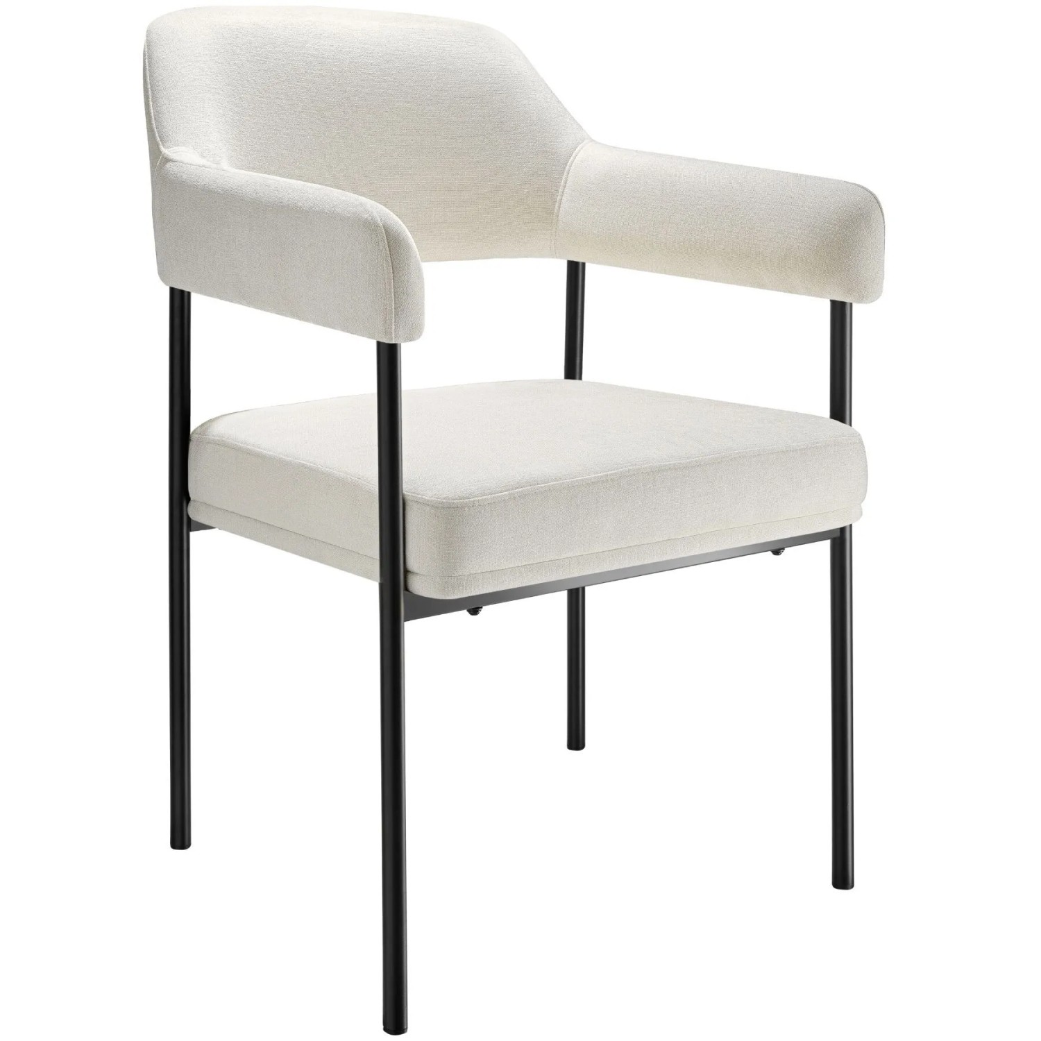 Tectake Armlehnstuhl Doé Gepolstert Durchgehende Lehne  2Er Set 62 x 58 x 85 cm Webstoff Off White Schwarz