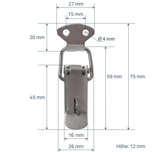 HMF 14980-09 Edelstahl Spannverschluss mit Schlossöse 8 Stück 27 x 75 mm Silber