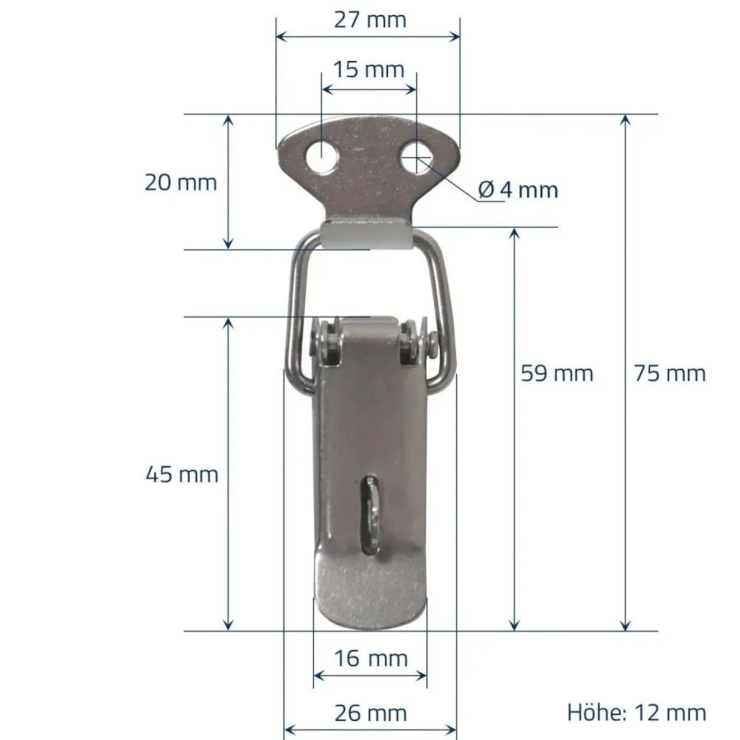 HMF 14980-09 Edelstahl Spannverschluss mit Schlossöse 8 Stück 27 x 75 mm Silber_2