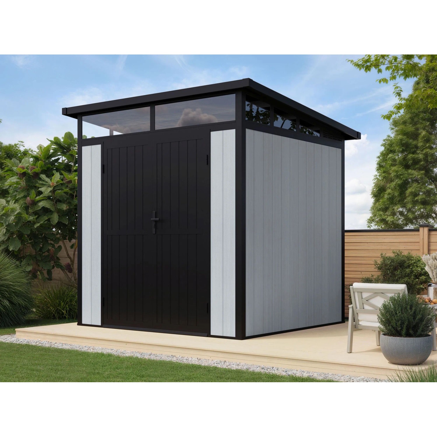 Fjordholz WPC Gartenhaus Modell Skylight Pent 4,75 m²