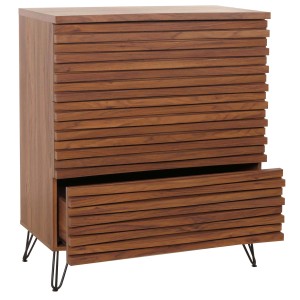 MCW Kommode M49 mit 3 Schubladen in Walnuss-Optik und Metallfüßen.