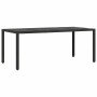 Schwarzer vidaXL Gartentisch aus Poly Rattan, Teil der 9-tlg. Essgruppe.