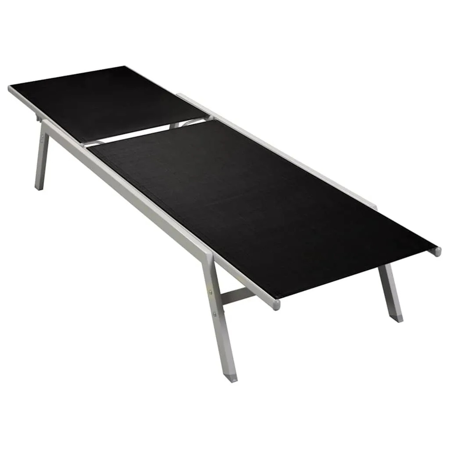 Furnicato Sonnenliege Aus Stahl Und Textilene 200x58x32 Cm Schwarz Und Silbern