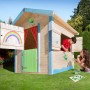 Weka Kinderspielhaus Tabaluga Drachenhöhle mit spielenden Kindern im Garten.
