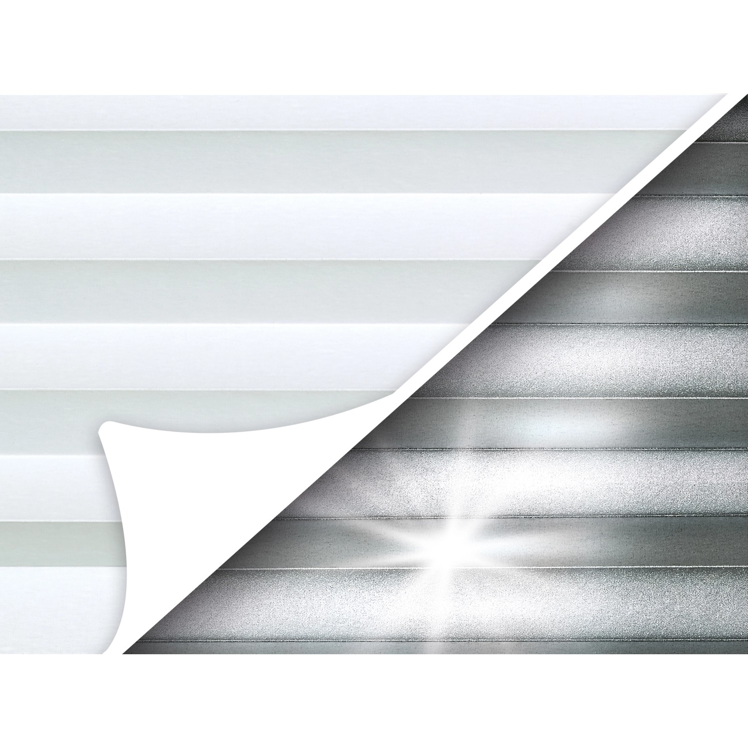 Thermo-Spannplissee Toledo, 90x130 cm, Weiß, mit wärmereflektierender Beschichtung.