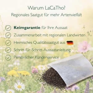 LaCaTho Samen: Keimgarantie, Qualität aus Deutschland, regionale Vielfalt. Samen auf Blumenwiese.