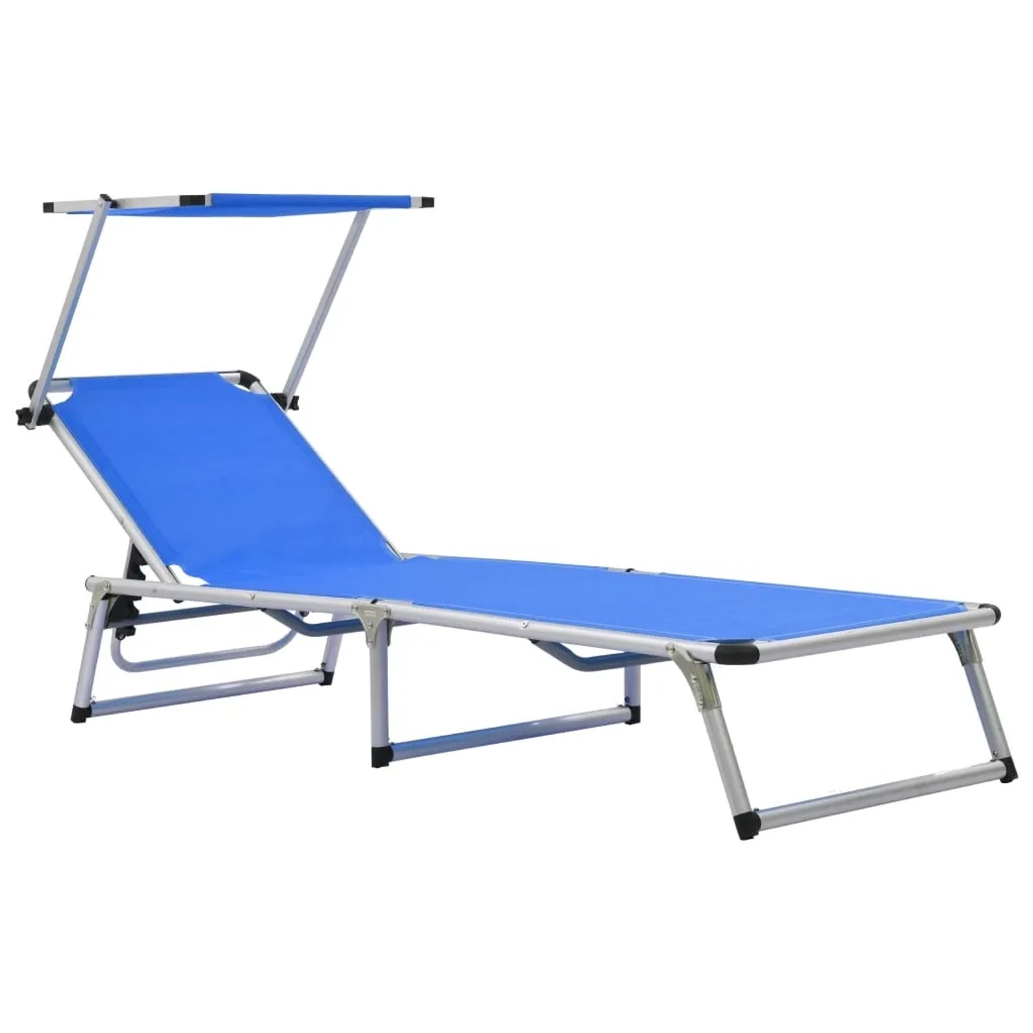 Furnicato Sonnenliege Klappbar Mit Sonnenschutz Alu Und Textilene Blau