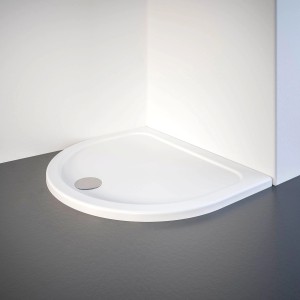 Schulte Duschwannen-Set, extraflache Halbkreis-Duschwanne 96x82 cm, Alpinweiß.