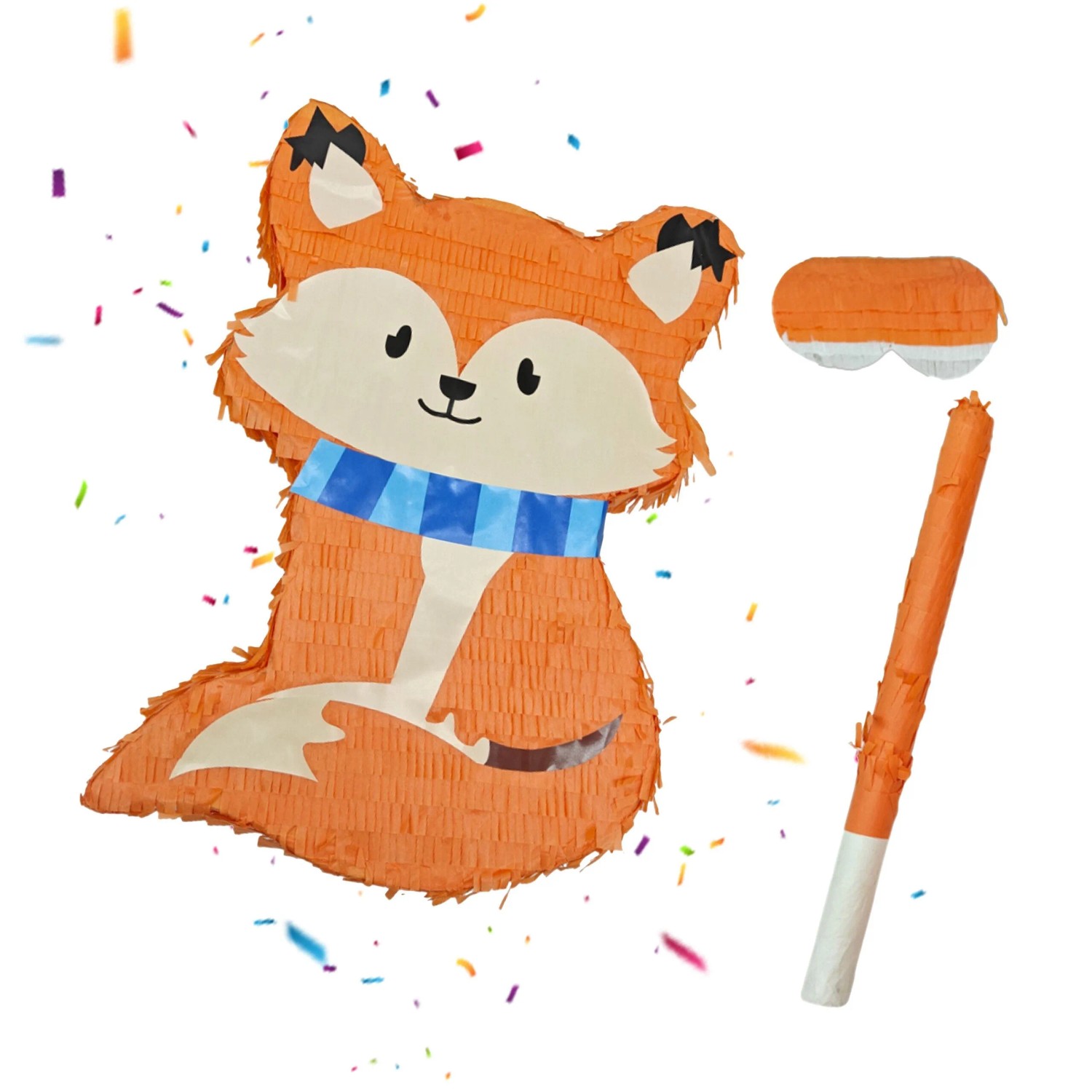 Relaxdays Pinata Fuchs Papier Mehrfarbig mit Stab und Maske 45 cm x 31 cm x 9 cm 230 g