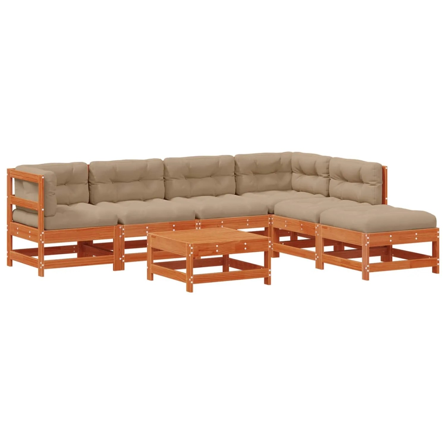 vidaXL Garten-Lounge-Set 7-Tlg Wachsbraun Massives Kiefernholz 3418116