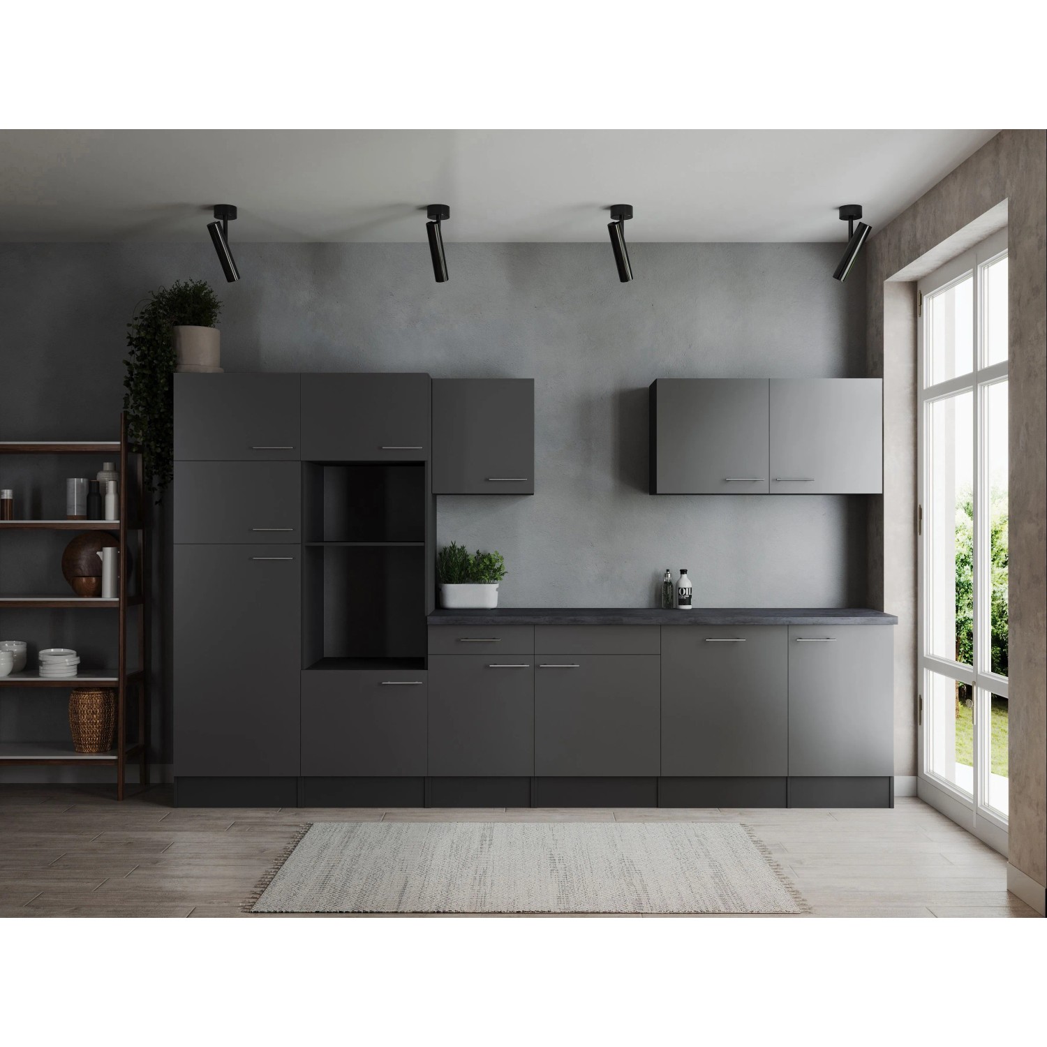 Respekta Küchenzeile Oliver 340 cm Grau ohne E-Geräte