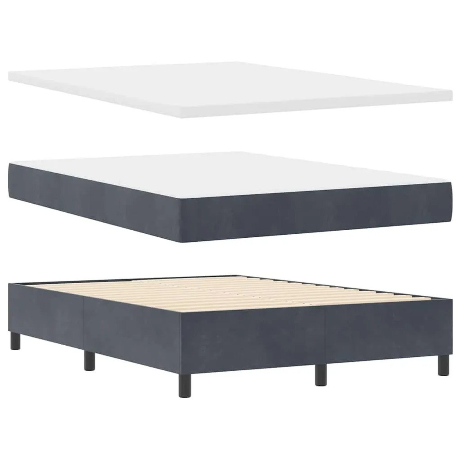 vidaXL Boxspringbett mit Matratze Dunkelgrau 140 x 190 cm Samt 3344445 günstig online kaufen