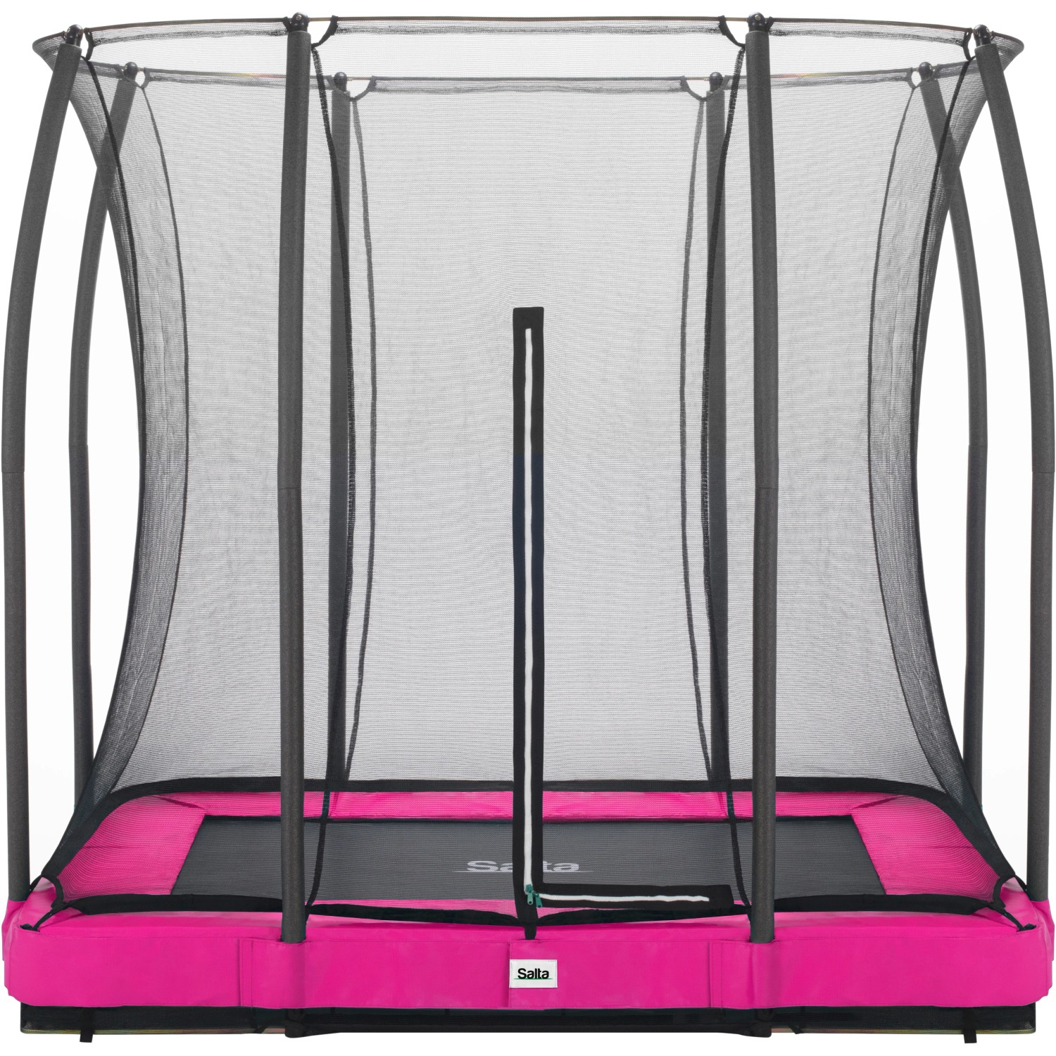 Salta Bodentrampolin Comfort Edition, 214x153 cm, pink, mit Sicherheitsnetz.