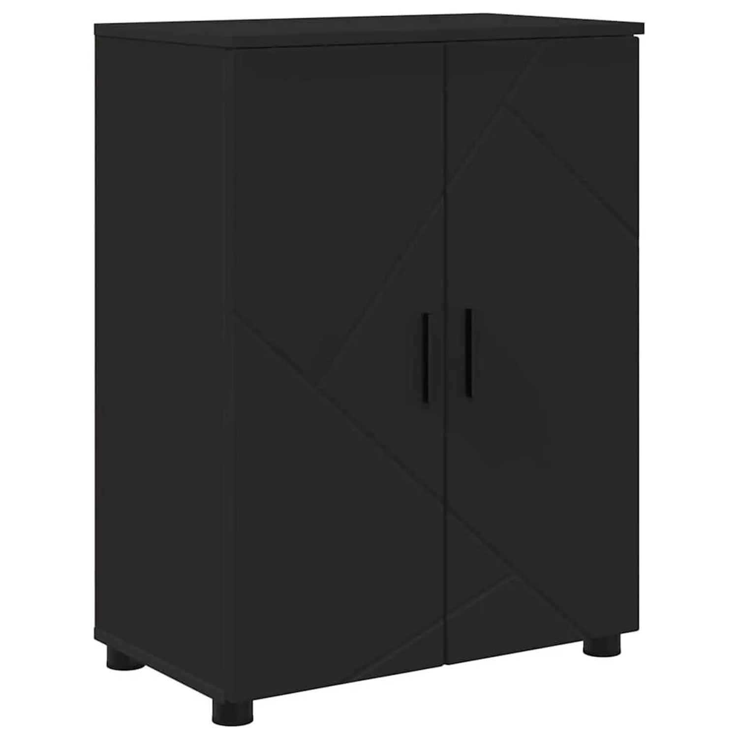 vidaXL Badezimmerschrank mit Speicher mit Tür Schwarz 60 x 35 x 80 cm 88330 günstig online kaufen