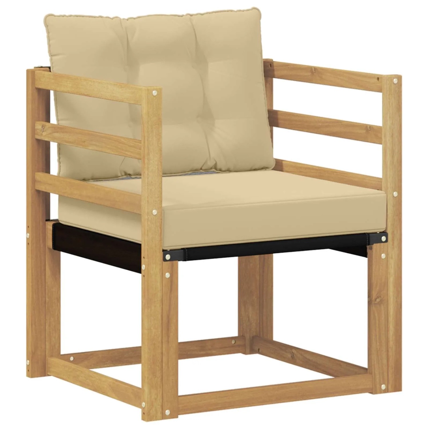 vidaXL Outdoor-Sofa Massives Akazienholz und Textilene Weiß 3439031