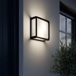 Lucande Wandleuchte Außen Aurelien 9969047 Spritzwassergeschützt Modern in Schwarz aus Aluminium 2-flammig E27