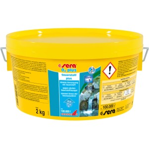 Gelber Eimer Sera Pond O2 Plus Teich-Wasseraufbereiter, 2,2L/2kg, für die Teichbelüftung.