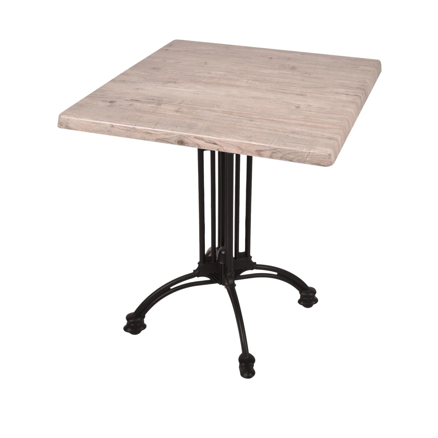 DELUKE Bistrotisch JELENA 70x70cm Quadratisch Hellbraun Holz Cafétisch Bartisch Gartentisch Outdoor-Esstisch