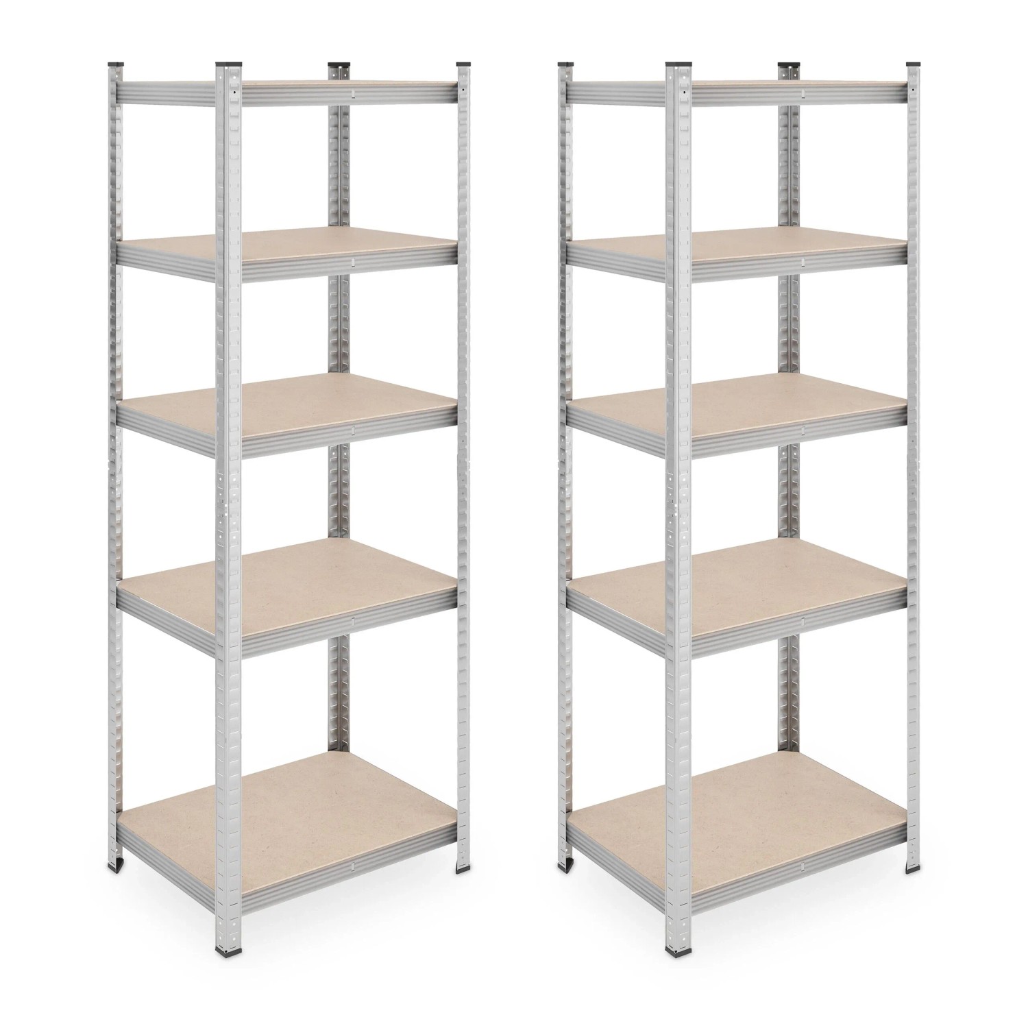 Relaxdays Schwerlastregal 2er Set Stahl Silber 5 Ebenen 180 cm x 60 cm x 45 cm 500 kg Traglast