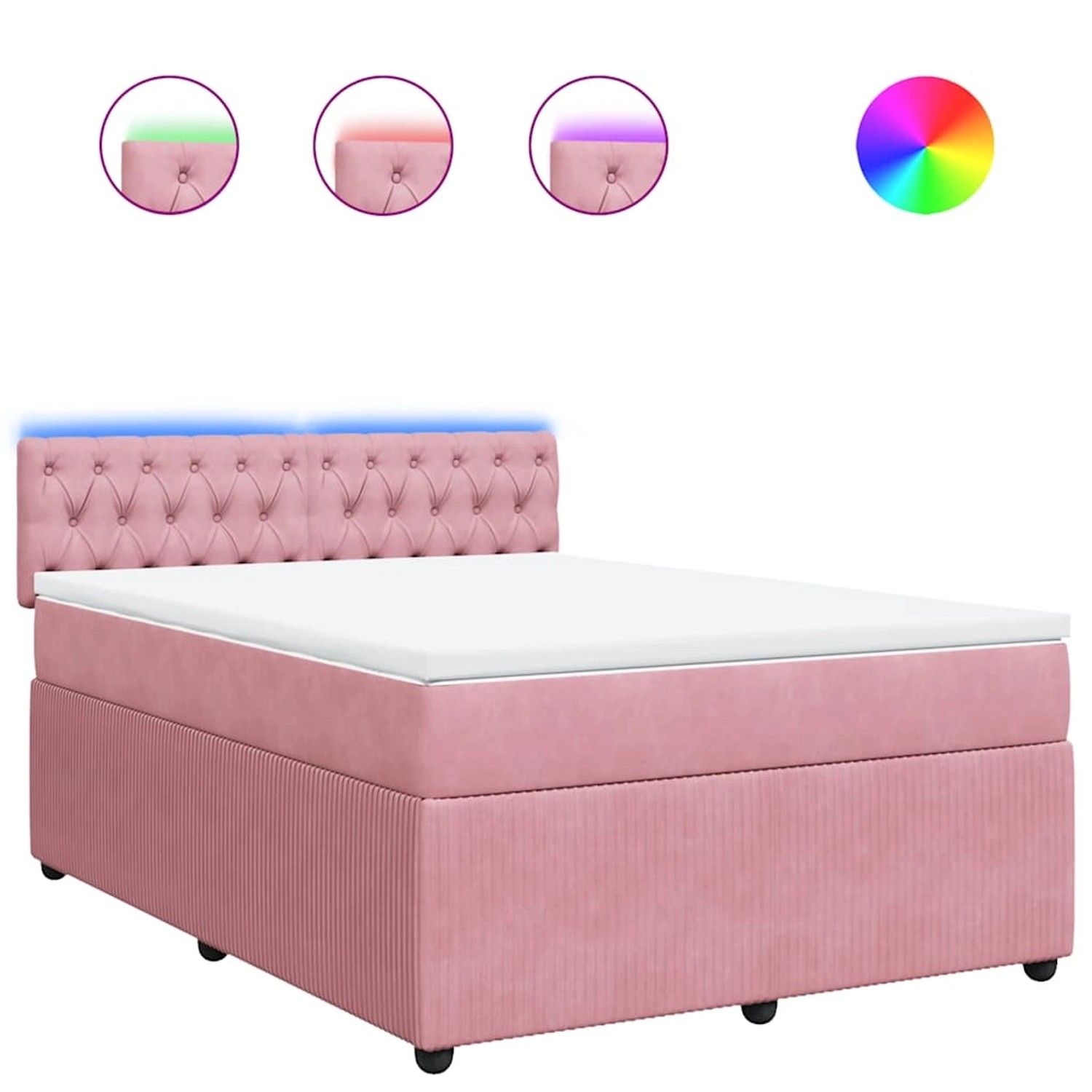 vidaXL Boxspringbett mit Matratze Rosa 160x200 cm Samt 3290093 günstig online kaufen