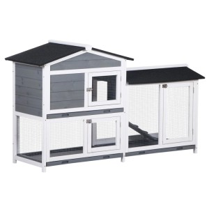 PawHut Hasenstall Tannenholz 157,4 x 53 x 93,5cm