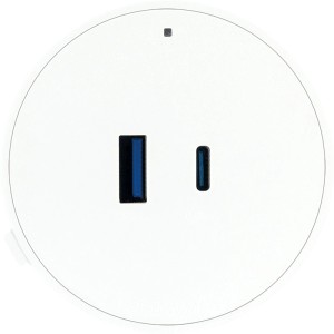Schwaiger Stromschienen-Plug MSPW0310, weiße Steckdose mit USB-Anschlüssen.