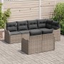 Graues 7-teiliges Garten-Sofa-Set aus Poly Rattan mit Kissen von vidaXL.
