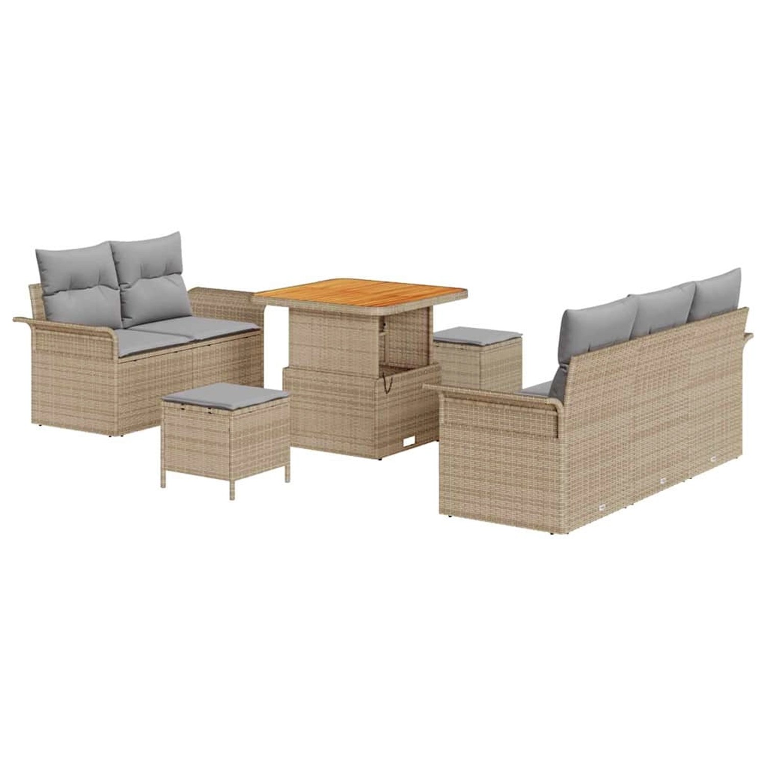 vidaXL Garten-Sofa-Set Höhenverstellbar 8-Tlg Beige Poly Rattan 3362077 günstig online kaufen