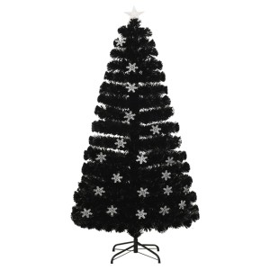 vidaXL Weihnachtsbaum mit LED-Schneeflocken Schwarz 120 cm Fiberoptik 328461