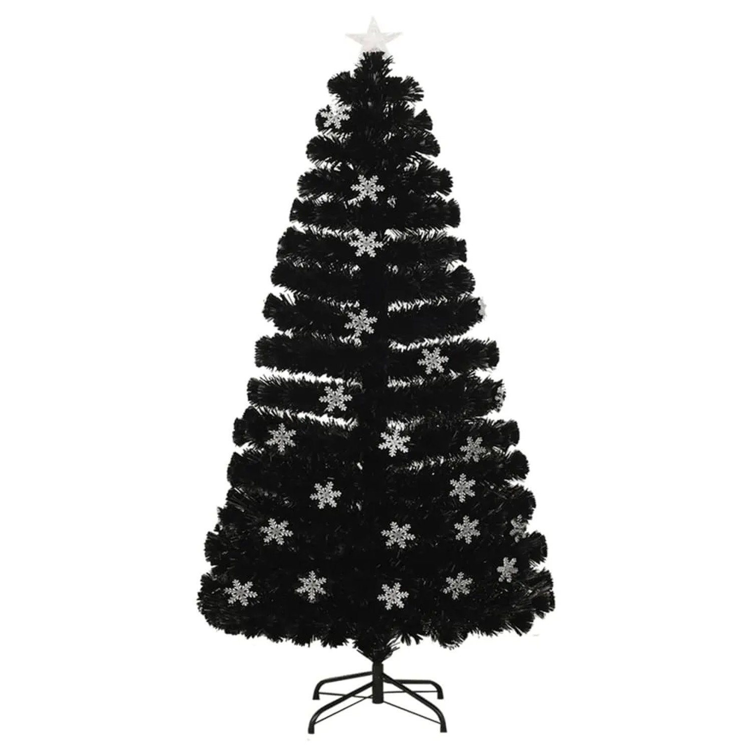 vidaXL Weihnachtsbaum mit LED-Schneeflocken Schwarz 120 cm Fiberoptik 328461