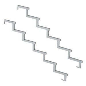 2er Set Vinuovo Stahl Treppenwange für 6 Stufen Außentreppe, feuerverzinkt.