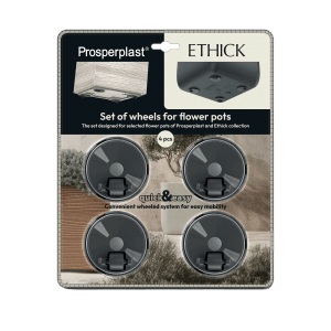 Prosperplast Räder-Set für Blumentöpfe Dlof & Ethick Schwarz 4 Stück
